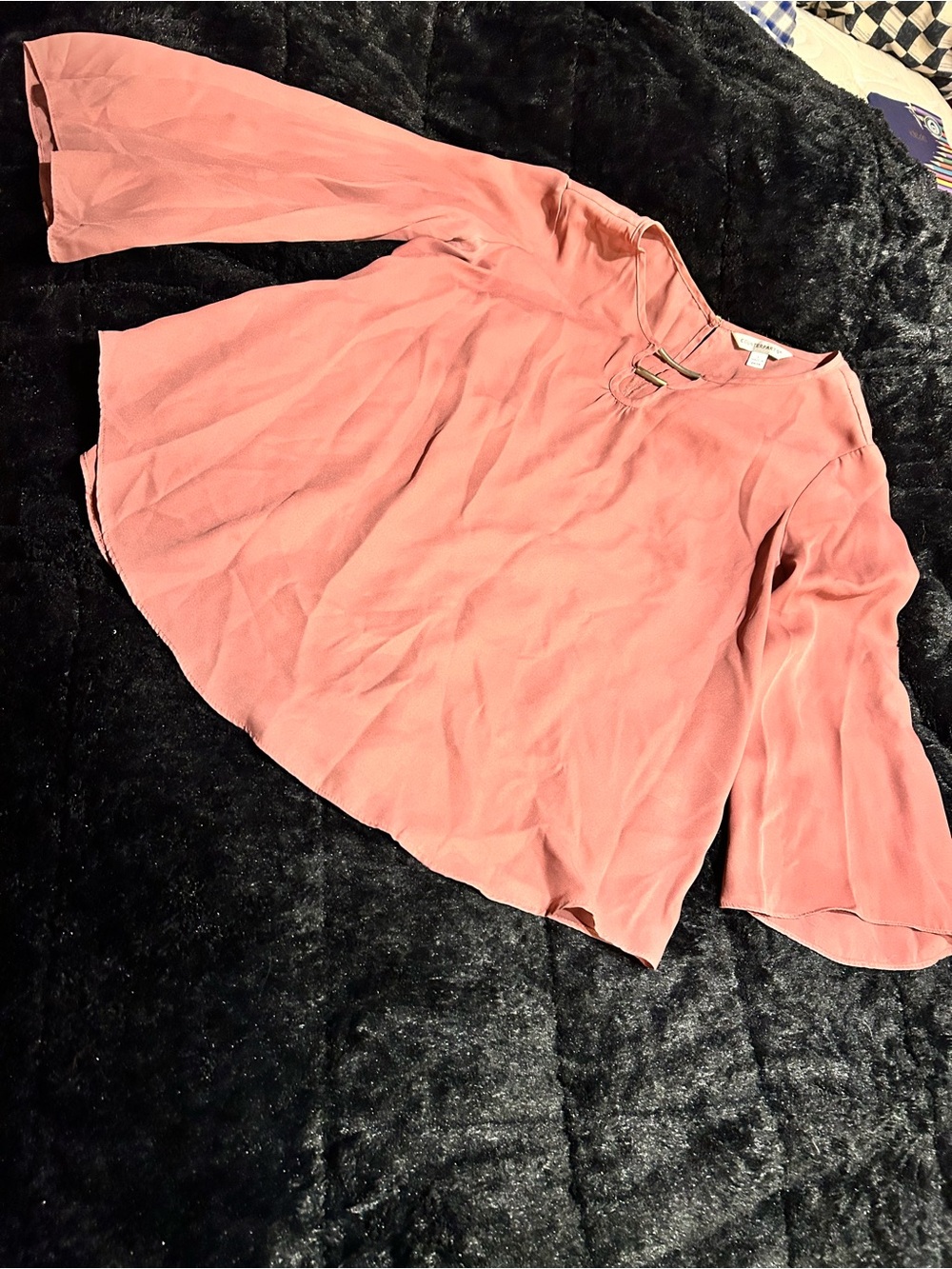 Counterparts Dusty Rose Bell-Sleeve Blouse